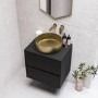 600mm Black Wall Hung Countertop Vanity Unit with Basin - Roxbi