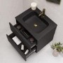 600mm Black Wall Hung Vanity Unit with Matt Black Basin - Roxbi
