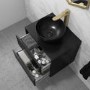 600mm Black Wall Hung Countertop Vanity Unit with Basin - Roxbi 