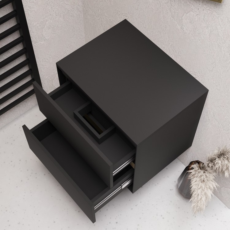 600mm Black Wall Hung Countertop Vanity Unit- Roxbi