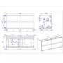 1200mm Black Wall Hung Double Vanity Unit with Basins - Roxbi