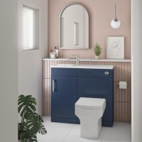 900mm Blue Cloakroom Toilet and Sink Unit with Square Toilet and Chrome Fittings - Ashford 900mm Blue Cloakroom Toilet and Sink Unit with Square Toilet and Chrome Fittings - Ashford