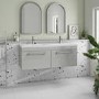 1200mm Grey Wall Hung Double Vanity Unit with Basin and Chrome Handles - Ashford 