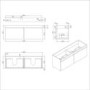 1200mm Blue Wall Hung Double Vanity Unit with Basins and Brass Handles - Ashford 