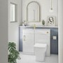 900mm White Cloakroom Toilet and Sink Unit with Square Toilet and Brass Fittings - Ashford