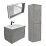 700mm Concrete Effect Wall Hung Basin Vanity Unit with Cabinet and Mirror - Arragon