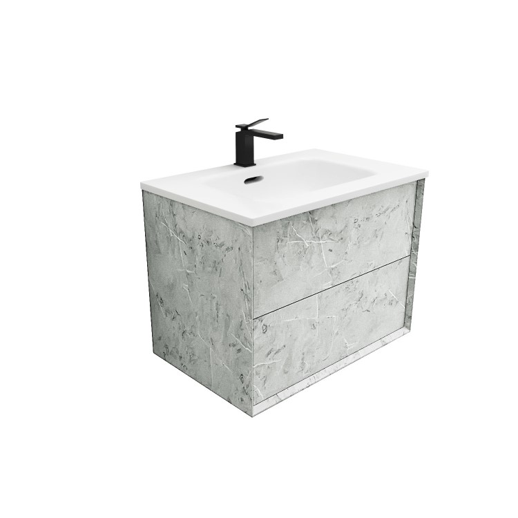 700mm Concrete Effect Wall Hung Vanity Unit with Basin - Arragon