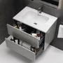 700mm Concrete Effect Wall Hung Basin Vanity Unit with Cabinet and Mirror - Arragon