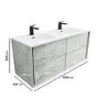 1200mm Concrete Effect Wall Hung Double Basin Vanity Unit with Cabinet and Mirror - Arragon