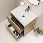 600mm Wood Effect Freestanding Vanity Unit with Basin - Roxbi