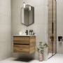 600mm Wood Effect Wall Hung Vanity Unit with Basin - Roxbi