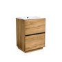 600mm Wood Effect Freestanding Vanity Unit with Matt White Basin - Roxbi