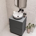 600mm Grey Freestanding Countertop Vanity Unit with Basin - Roxbi