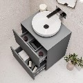 600mm Grey Freestanding Countertop Vanity Unit with Basin - Roxbi
