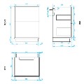 600mm Grey Freestanding Countertop Vanity Unit with Basin - Roxbi