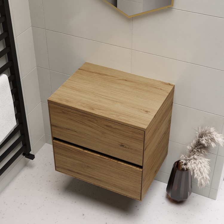 600mm Wood Effect Wall Hung Countertop Vanity Unit- Roxbi