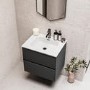 600mm Grey Wall Hung Vanity Unit with Basin - Roxbi