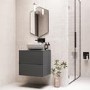 600mm Grey Wall Hung Countertop Vanity Unit with Basin - Roxbi