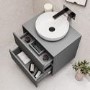 600mm Grey Wall Hung Countertop Vanity Unit with Basin - Roxbi
