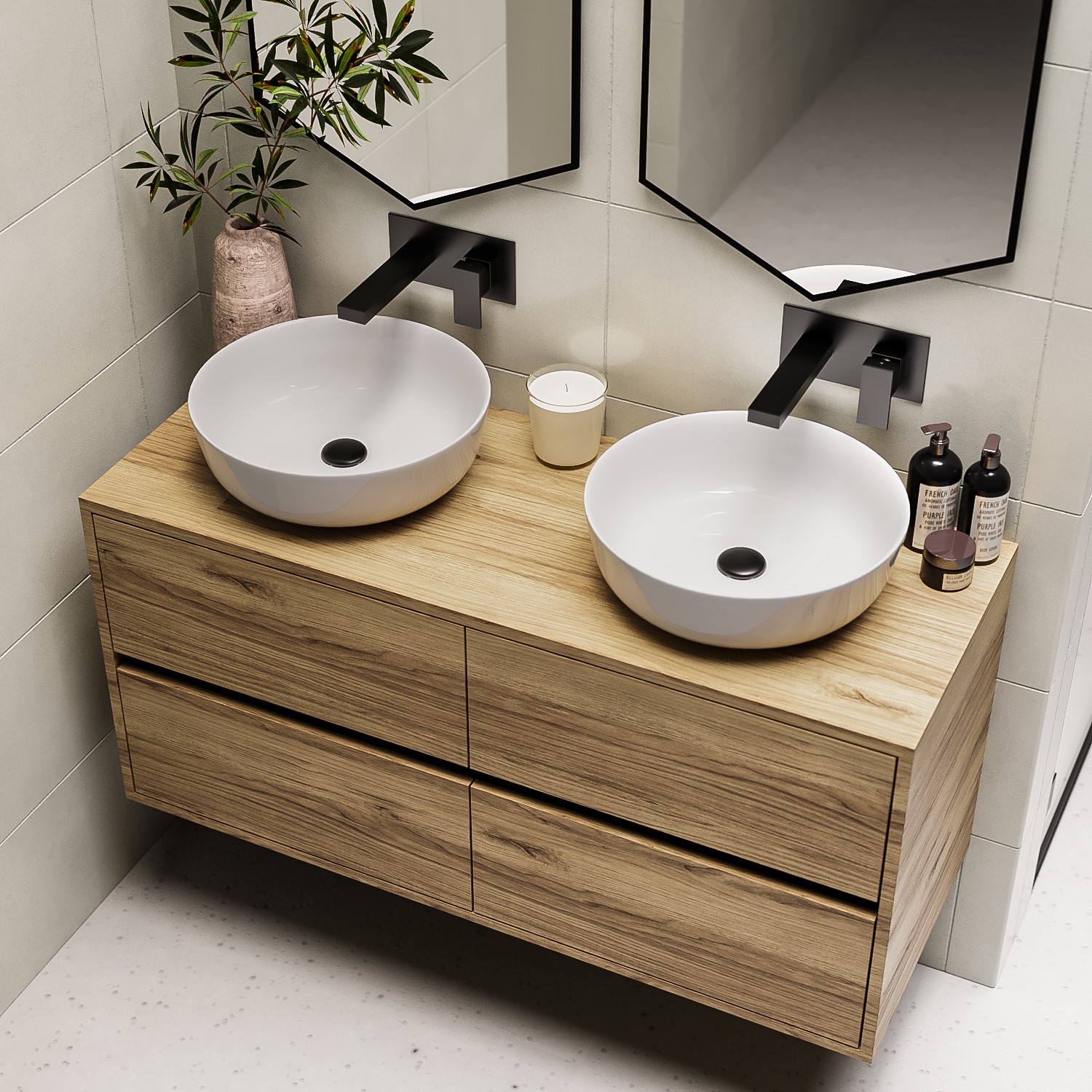 Double countertop on sale basin vanity unit