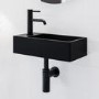 Cloakroom Black Wall Hung Basin Left Hand 405mm and Waste - Detroit