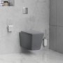 Grey Wall Hung Toilet with Soft Close Seat Frame Cistern and Chrome Flush - Augusta