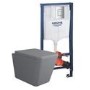 Grey Wall Hung Toilet with Soft Close Seat Frame Cistern and Chrome Flush - Augusta