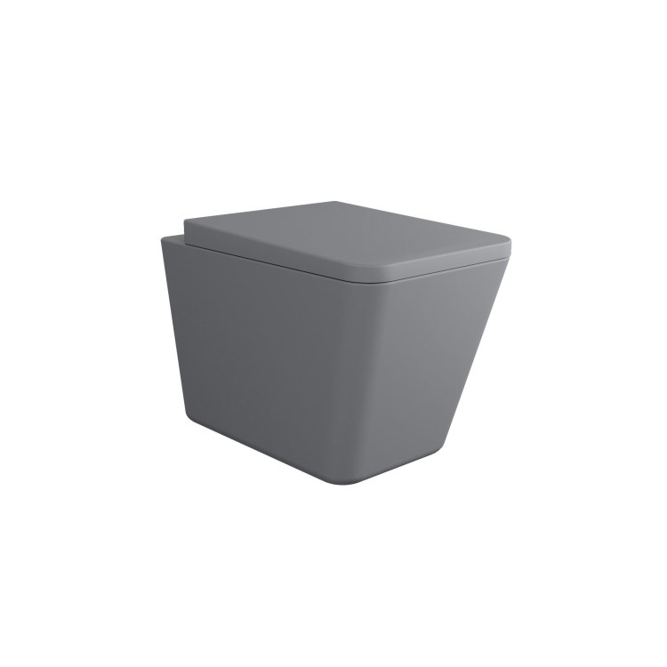 Grey Wall Hung Toilet with Soft Close Seat Frame Cistern and Chrome Flush - Augusta
