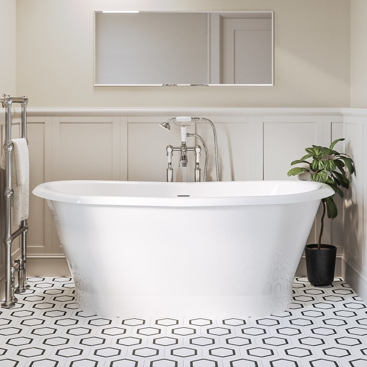 Traditional Freestanding Bath Suite with Toilet & Chrome Wash Stand with Basin - Helmsley
