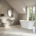 BUN/BeBa_27685/98795 Traditional Freestanding Bath Suite with Toilet & Brass Wash Stand with Basin - Helmsley