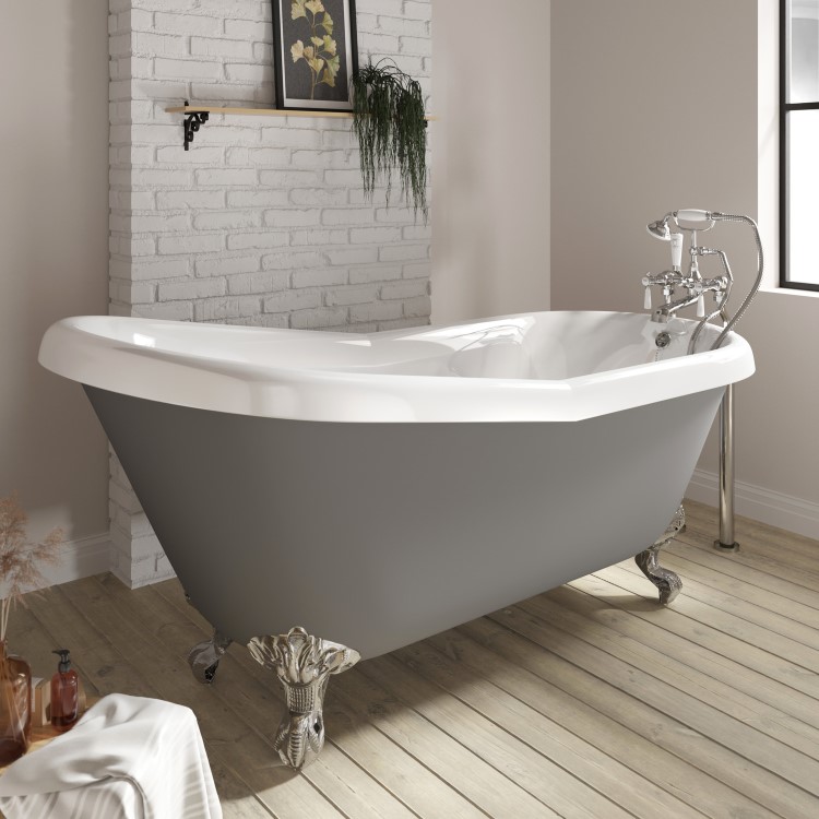 Roll Top Freestanding Slipper Bath with Feet 1615 x 690mm - Baxenden