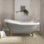 Matt Grey Roll Top Freestanding Slipper Bath with Chrome Feet 1615 x 690mm - Baxenden