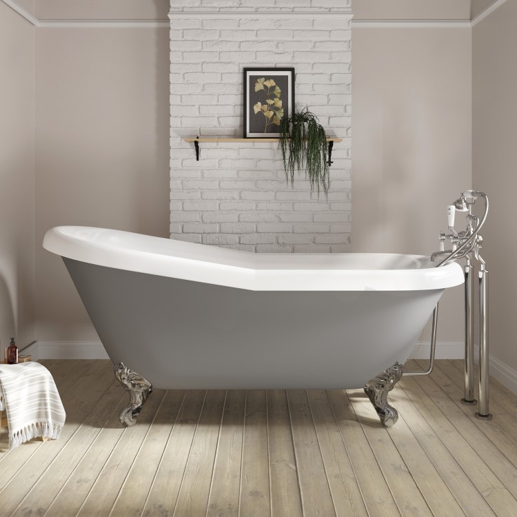 Roll Top Freestanding Slipper Bath with Feet 1615 x 690mm - Baxenden