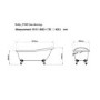 Matt Grey Roll Top Freestanding Slipper Bath with Chrome Feet 1615 x 690mm - Baxenden