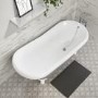 Matt Grey Roll Top Freestanding Slipper Bath with Chrome Feet 1615 x 690mm - Baxenden