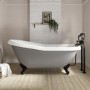 Matt Grey Roll Top Freestanding Slipper Bath with Matt Black Feet 1615 x 690mm - Baxenden
