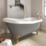 Matt Grey Roll Top Freestanding Slipper Bath with Brushed Brass Feet 1615 x 690mm - Baxenden