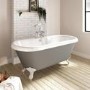 Grey Freestanding Double Ended Roll Top Slipper Bath with White Feet 1515 x 740mm - Park Royal