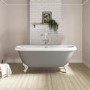 Grey Freestanding Double Ended Roll Top Slipper Bath with White Feet 1515 x 740mm - Park Royal