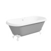 Grey Freestanding Double Ended Roll Top Slipper Bath with White Feet 1515 x 740mm - Park Royal