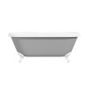 Grey Freestanding Double Ended Roll Top Slipper Bath with White Feet 1515 x 740mm - Park Royal