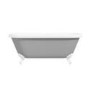 Grey Freestanding Double Ended Roll Top Slipper Bath with White Feet 1515 x 740mm - Park Royal