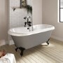 Matt Grey Double Ended Freestanding Bath with Matt Black Feet 1515 x 740mm - Park Royal
