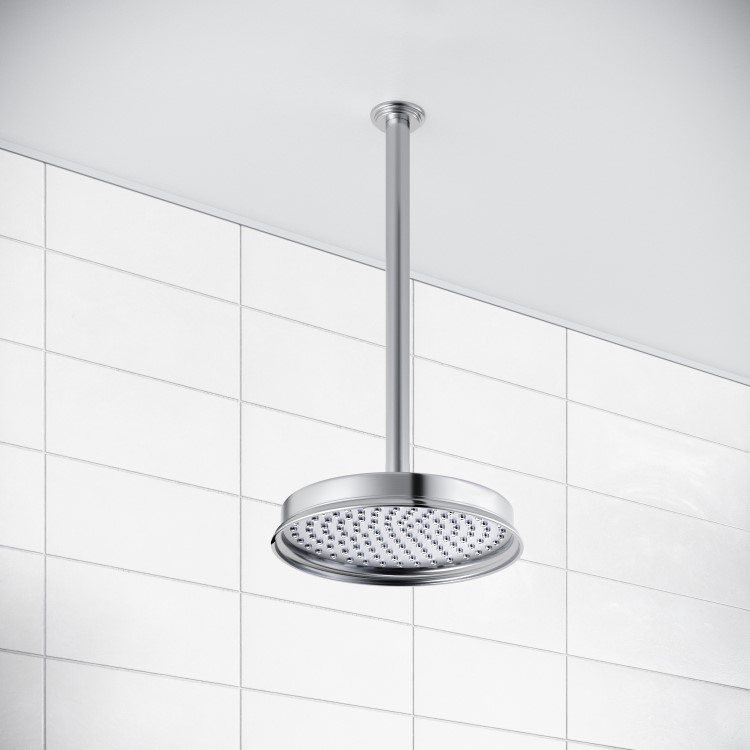 200mm Chrome Traditional Shower Head with Ceiling Arm