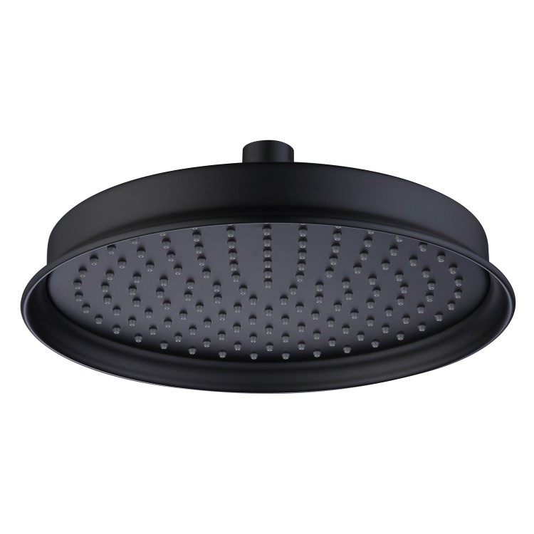230mm Black Traditional Shower Head with Ceiling Arm