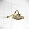 230mm Brushed Brass Traditional Shower Head with Wall Arm