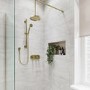 Brushed Brass Concealed Thermostatic Mixer Shower with Ceiling  Shower Head, Slide Rail & Hand Shower - Camden