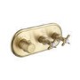 Brushed Brass Concealed Thermostatic Mixer Shower with Ceiling  Shower Head, Slide Rail & Hand Shower - Camden