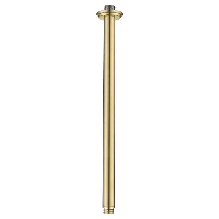 Brushed Brass Concealed Thermostatic Mixer Shower with Ceiling  Shower Head, Slide Rail & Hand Shower - Camden