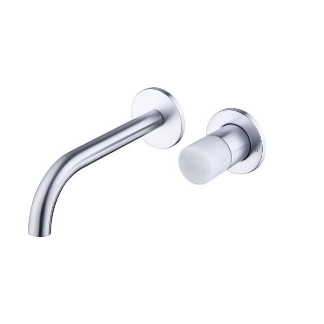 Wall Mounted Chrome Basin Mixer Tap with Marble Handle - Lorano